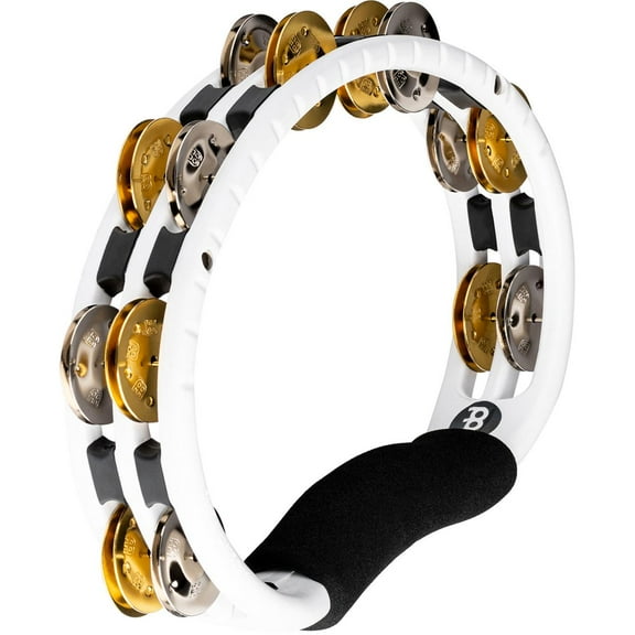 Meinl Recording Combo Hand Held ABS Tambourine with Double Row Jingles, White