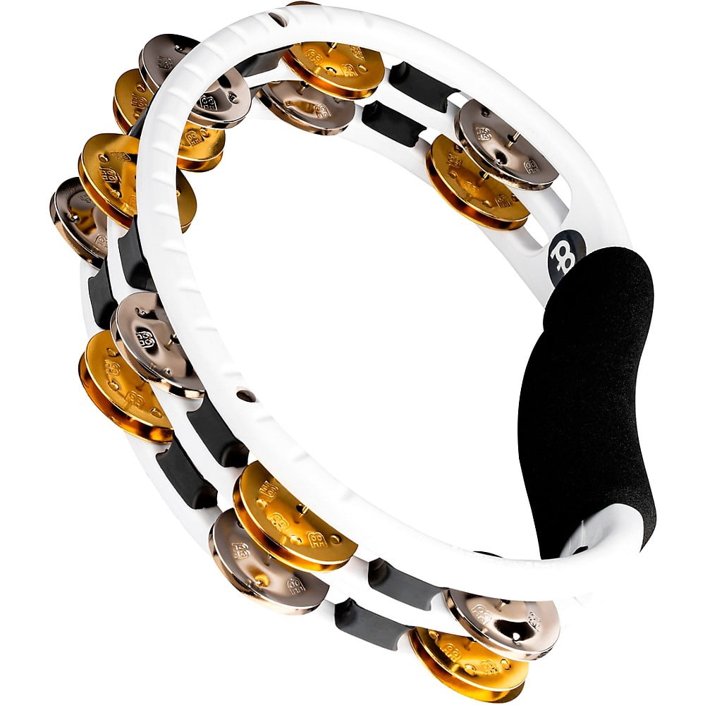 Meinl Recording Combo Hand Held ABS Tambourine with Double Row Jingles, White