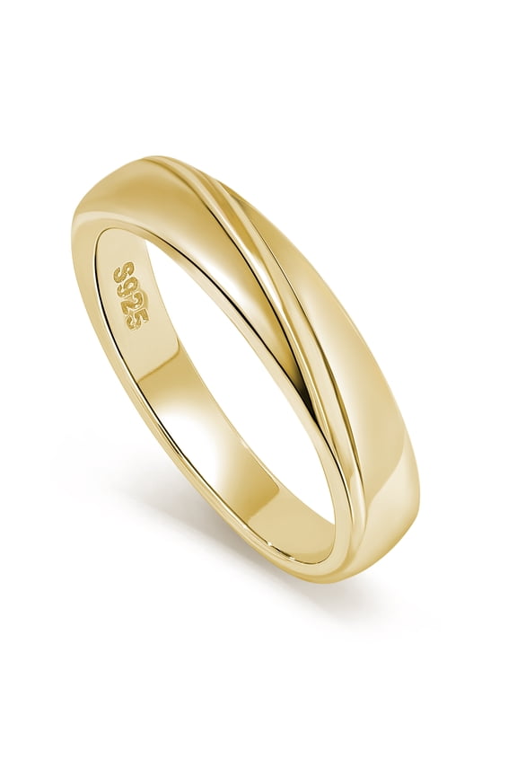 14K Gold Plated Twisted Wedding Bands, 925 Sterling Silver His and Hers Engagement Rings, Classic Matching Couple Rings for Promise Anniversary (for Male, Size 9)