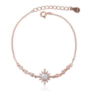 Meissa Moon Bracelet for Women 925 Sterling Sliver Opral Bracelet Celtic Sun Jewelry Gifts for Ladies Birthday Rose Gold