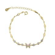 Meissa Gold Tone Butterfly Chain Bracelet with Round Sparkling Stone, Classic Fashion Bracelet for Women with Timeless Design