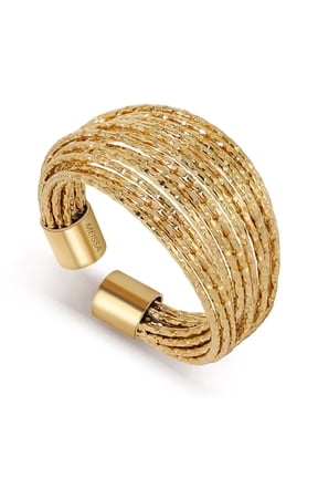 Sparkly Multi-Strand Gold Thumb Ring, Hypoallergenic Stainless Steel Open Statement Ring, 14K Gold Plated Adjustable Cuff Ring for Women Birthday Daily Wear
