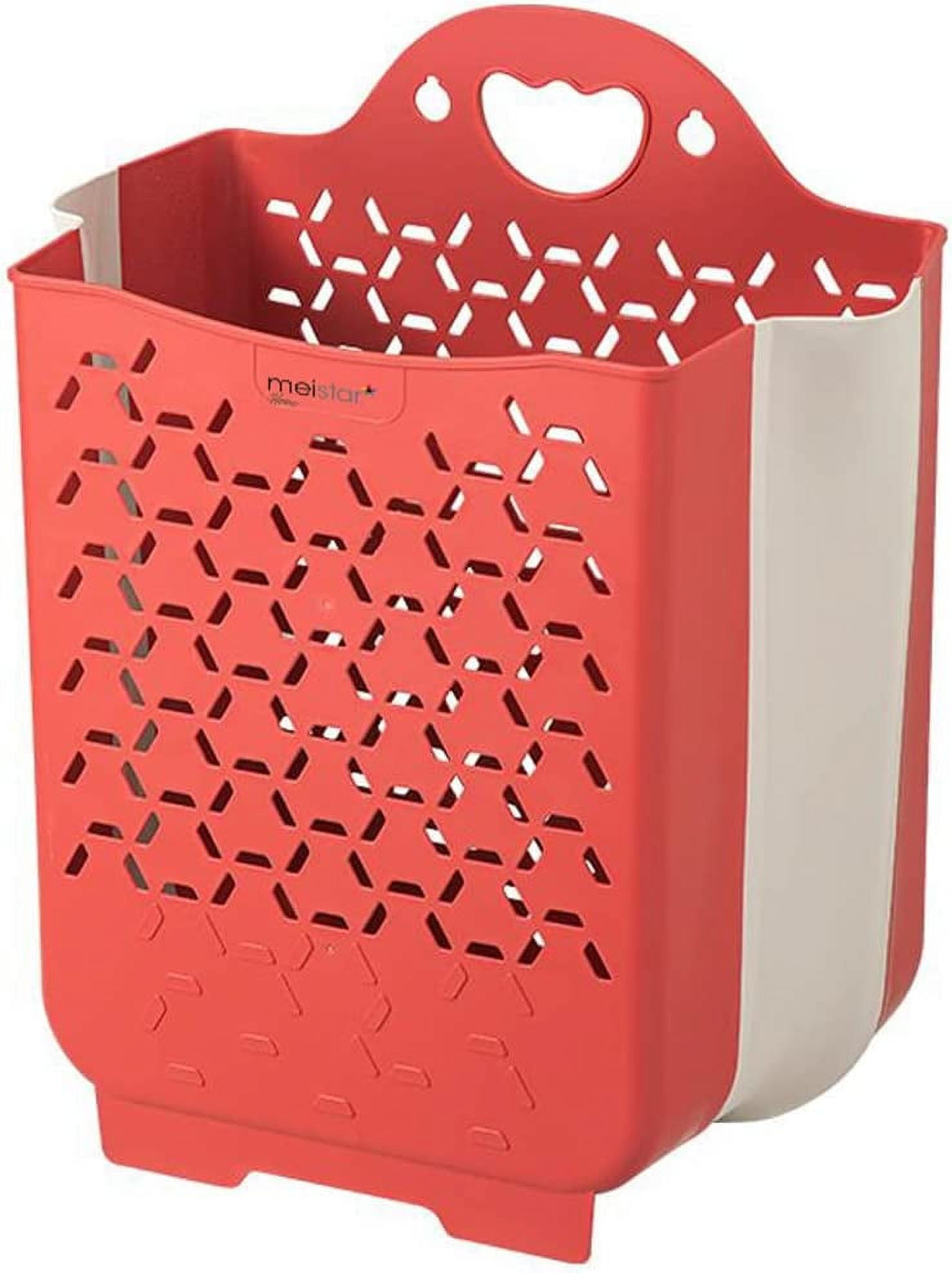 Homeika 42L (11 Gallon) Collapsible Plastic Laundry Basket - Foldable Pop up  Storage Container/Organizer - Portable Washing Tub - Space Saving Hamper/ Basket，White/Gray 