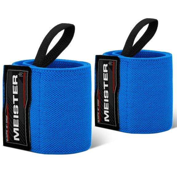 Meister 18" Elastic Weightlifting Wrist Wraps w/ Thumb Loops - Blue