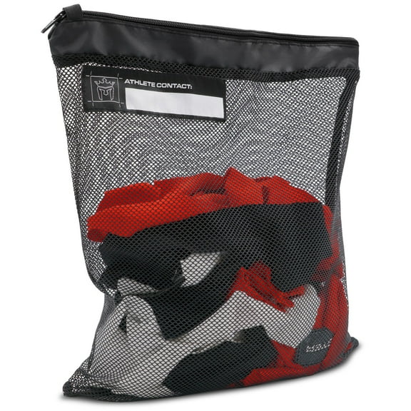 Meister Athlete Wash Bag - Mesh Sports Laundry Bag w/ Zipper Lock - Black