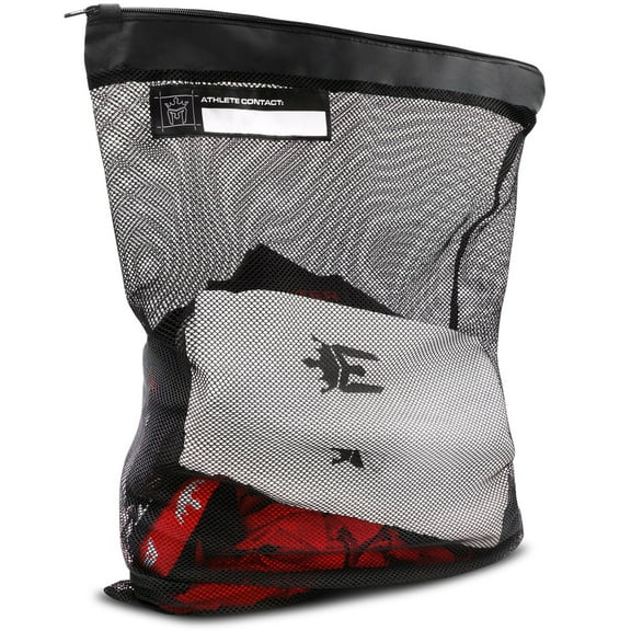 Meister Athlete XL Wash Bag - Large Mesh Sports Laundry Bag w/ Zipper Lock - Black