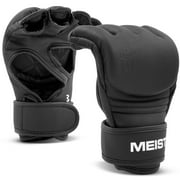 Meister [CRITICAL] 4oz MMA Gloves for Striking & Grappling w/ Pre-Curved Nemeios Leather - Matte Black - Small
