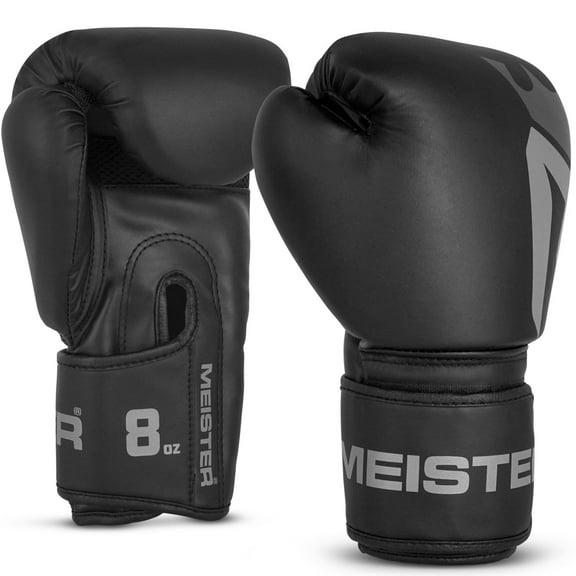 Meister [CRITICAL] Boxing Gloves - Ergonomic High-Density Training Gloves - Matte Black - 8 Ounce