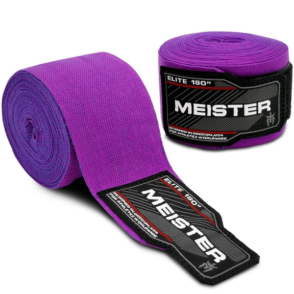 Meister ELITE 180" Premium Adult Hand Wraps for MMA & Boxing (Pair) - Royal Purple