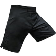 Meister ELITE FLEX Fighter Board Shorts for MMA Training and Gym Workouts - Blank No Logo - Black - Small 30-31