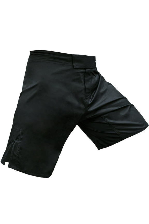 ELITE FLEX Fighter Board Shorts for MMA Training and Gym Workouts - Blank No Logo - Black - XX-Large (38-39)