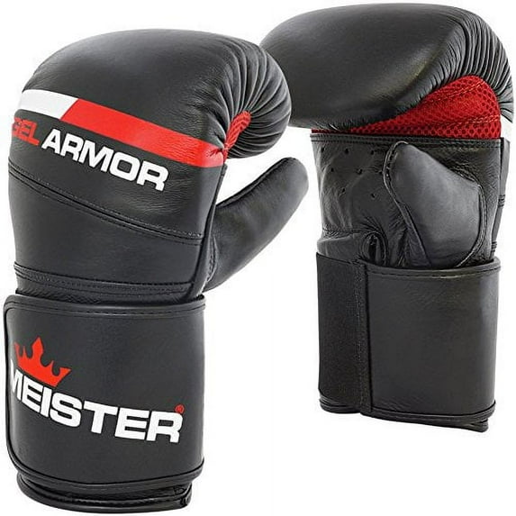 Meister Gel Armor Full-Grain Cowhide Leather Bag Mitts w/ Wrist Support - Small / Medium (14oz)