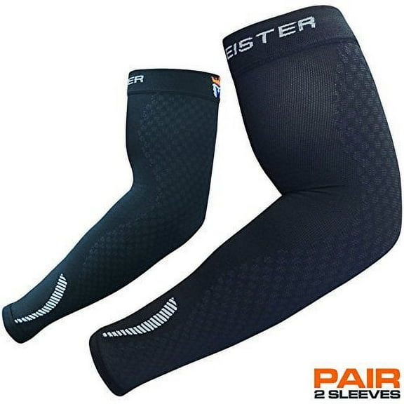Meister HEX Compression Arm Sleeves - Black - (Pair) - X-Large