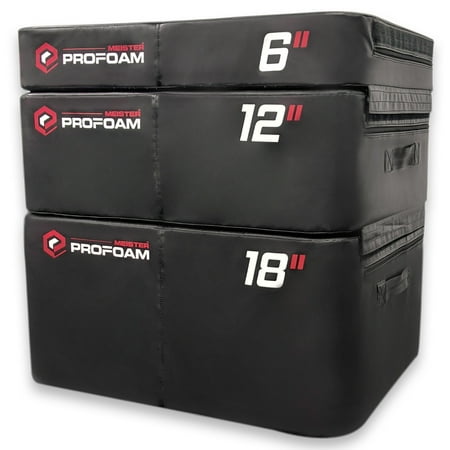 Meister PROFOAM™ Plyo Boxes - Foam Plyometric Jump Boxes for Professional Gyms - Black - 3 Box Set (18", 12", 6")
