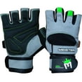 thumbnail image 1 of Meister Wrist Wrap Weight Lifting Gloves w/ Gel Padding (Pair) - Gray/Neon Green - Small, 1 of 5