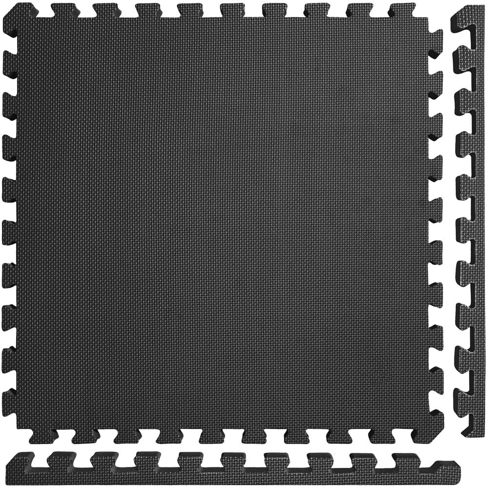 Meister X-THICK 1.5" Interlocking EVA Foam Mats - 2X Cushion for Wrestling, MMA Takedowns & Gymnastics - 2'x2' Tiles - Black - 25 Tiles (100 Sqft)