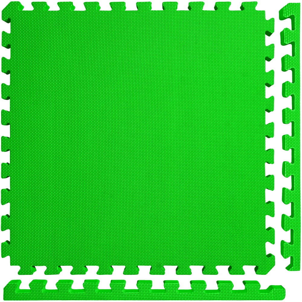 Meister X-THICK 1.5" Interlocking EVA Foam Mats - 2X Cushion for Wrestling, MMA Takedowns & Gymnastics - 2'x2' Tiles - Green - 25 Tiles (100 Sqft)