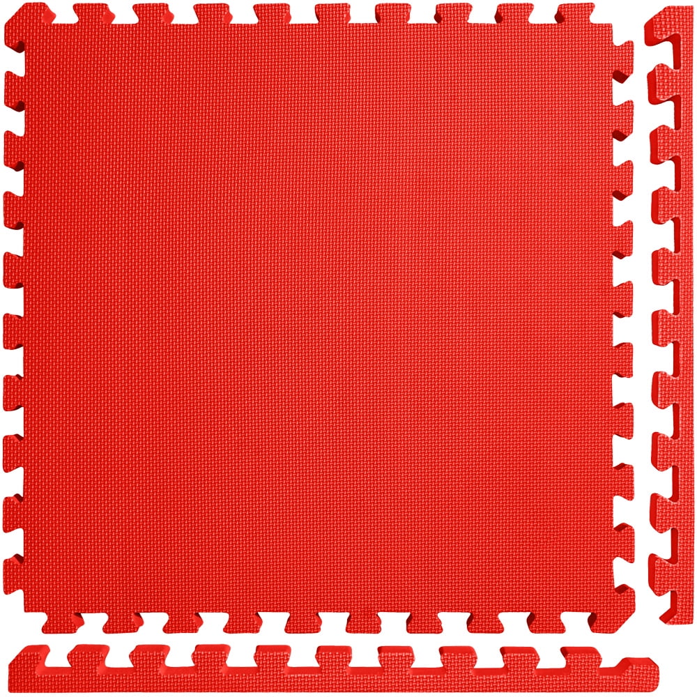 Meister X-THICK 1.5" Interlocking EVA Foam Mats - 2X Cushion for Wrestling, MMA Takedowns & Gymnastics - 2'x2' Tiles - Red - 10 Tiles (40 Sqft)
