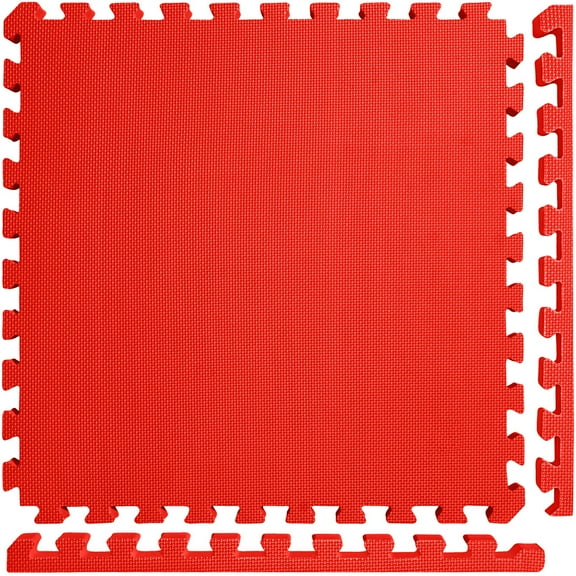 Meister X-THICK 1.5" Interlocking EVA Foam Mats - 2X Cushion for Wrestling, MMA Takedowns & Gymnastics - 2'x2' Tiles - Red - 36 Tiles (144 Sqft)