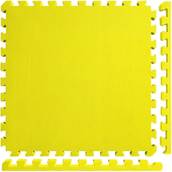 Meister X-THICK 1.5" Interlocking EVA Foam Mats - 2X Cushion for Wrestling, MMA Takedowns & Gymnastics - 2'x2' Tiles - Yellow - 16 Tiles (64 Sqft)