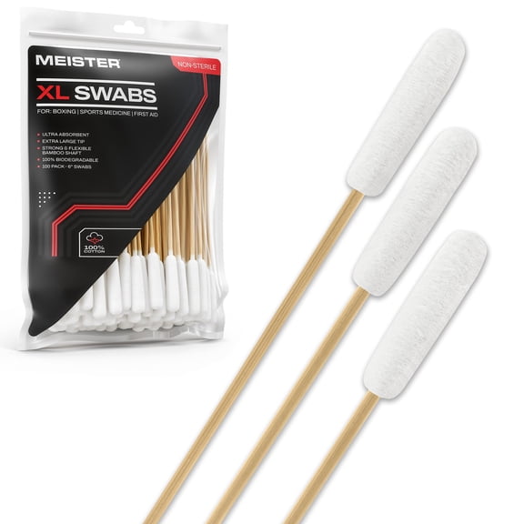 Meister XL Ultra-Absorbent Swabs - 6" Long Cotton Tip Sticks - 100 Pack