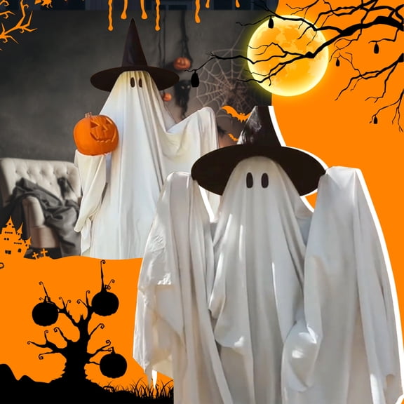 Meitianfacai 180cm Unisex Ghost with White Cloak for Halloween, Spooky Trick-or-Treating Outfit for Teen with Soft Polyester Fabric and Comfortable Fit (White)