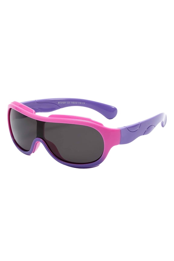 1PC Kids Sports Glasses with HD Polarized Lenses, Flexible Wrap-Around Sunglasses for Cycling & Outdoor Activities, Lightweight Silicone Frame (5.12x4.69x2.17in)（Purple）