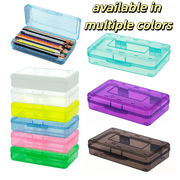 Meitianfacai 1PC Pencil Case Box Storage Container for Organizing with Snap Lid, Large Capacity Stackable Plastic Pen Pouch for Craft Hobby Art Supplies Journaling Stationery Sticker（Blue）