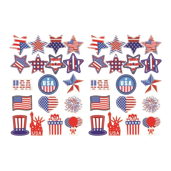 Meitianfacai 2Pcs Independence Day Stickers, Patriotic USA Flag Themed Decals with Stars, Hearts & "USA" Lettering – Party Supplies for 4th of July , Office, Home, Windows & Gift Wrapping