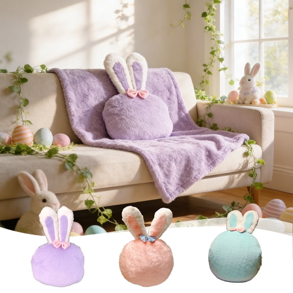 Meitianfacai 3 in 1 Rabbit Pillow Blanket, Convertible Throw Cushion for Sofa and Bed, Multifunctional Home Decor Blanket, Cozy Flannel Fleece Throw, Large Size Decorative Pillow