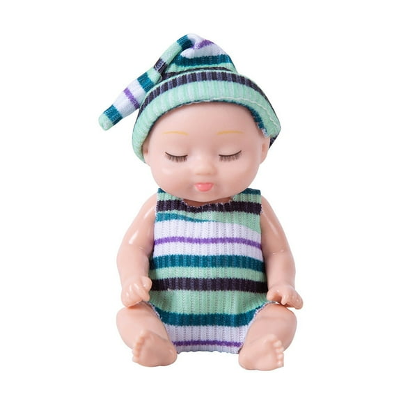 Meitianfacai 3.5 Inch Simulation Reborn Doll Set, PVC Material, Removable Clothes, Soft Body, Washable Doll Collection