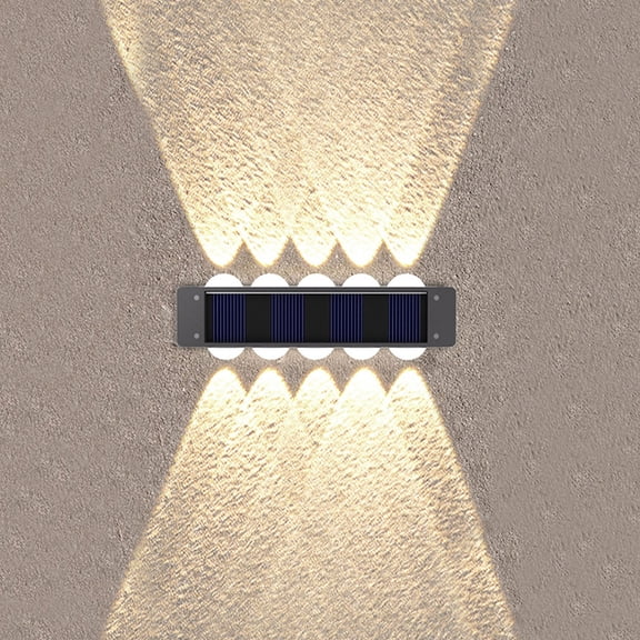 Meitianfacai 4 Pack Solar Wall Lights Outdoor, 5.59 Inch Waterproof Wall Wash Lights, Modern Solar Powered Sconces for Garden, Porch, Pathway (White Light)