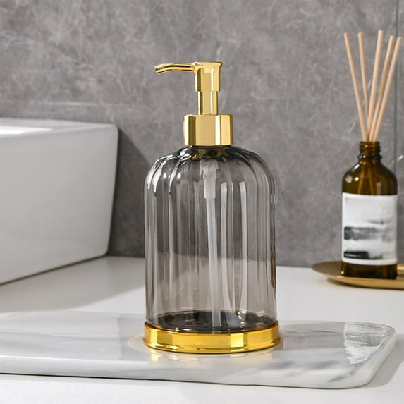 Meitianfacai 450ml Hand Soap Dispenser Bottle Creative Vertical Stripe Design Bathroom Kitchen Hand Wash Station Supply Refillable Reusable Pump Dispenser for Liquid Soap Lotion Multi Purpose Use