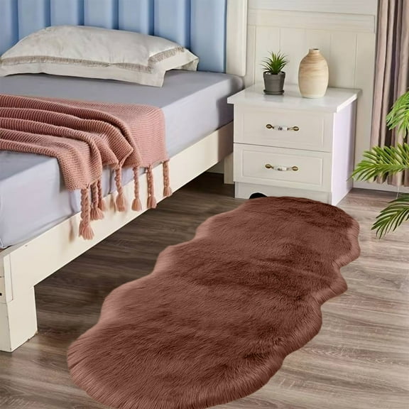 Meitianfacai 55in Extra Large Plush Rug, Ultra Soft Non-Slip Bathroom Carpet & Bedroom Rug, Machine Washable Water Absorbent Floor Mat, 15.6x55.1 Inch(Brown)