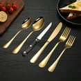 thumbnail image 1 of Meitianfacai 6-Piece Stainless Steel Cutlery Set with Knives, Forks and Spoons, Modern Flatware for Home and Restaurant Use (Gold), 1 of 6