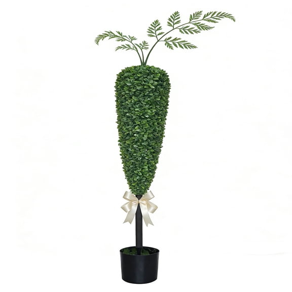 Meitianfacai Artificial Boxwood Bunny Topiary Plant Potted in Black Container for Easter and Spring Season Decor, LifelikeartificialGreenery for Indoor or Outdoor Use