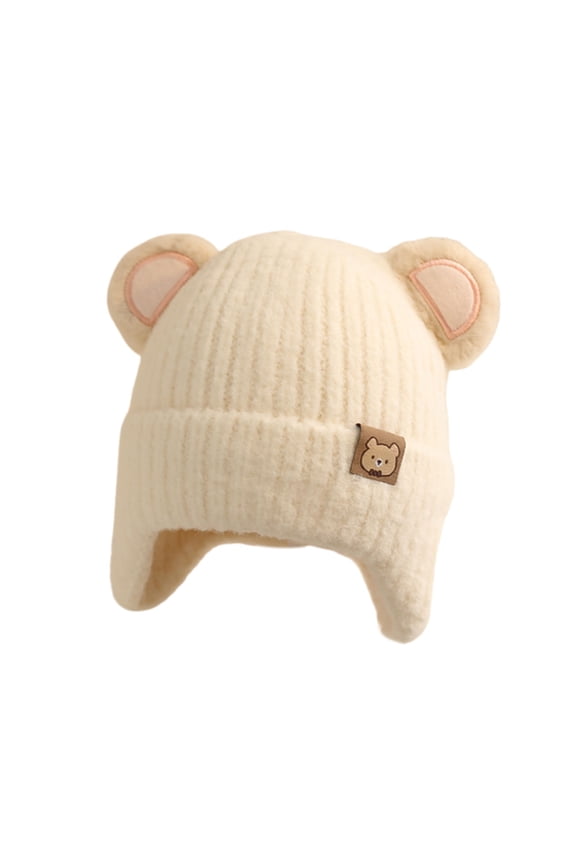 Baby Beanie Hats with Earflaps, Baby Winter Hat for Infant Toddler Kids, Fleece Lined Knit Hat for Girls Boys 1-6Years