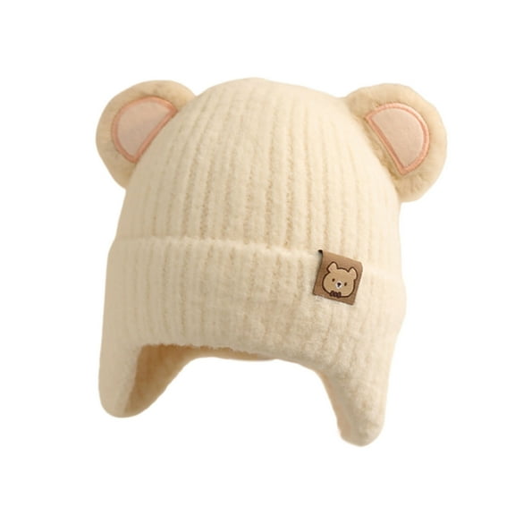 Meitianfacai Baby Beanie Hats with Earflaps, Baby Winter Hat for Infant Toddler Kids, Fleece Lined Knit Hat for Girls Boys 1-6Years
