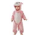 thumbnail image 1 of Meitianfacai Baby Bear Onesie Outfit Suit Girls Boys Fleece Jumpsuit Romper Hooded Snowsuit Baby Toddler Winter Clothes,Light Pink,Size:12-18 Months, 1 of 9