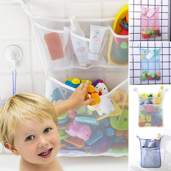 Meitianfacai Bath Toy Net - Kids Bath Tub Toy Holder Basket, Mesh Bag for Bath Toys, Baby Bathtub Toy Storage Organizer, Toddler Shower Caddy Hanging Bin with 2 Suction Hooks