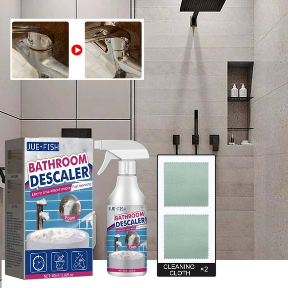 Meitianfacai Bathroom Cleaner with Cloth, Removes Lime Calcium Rust ,Bathroom Glass Descaler Tile Faucet Remover Tub Cleaner 60ml