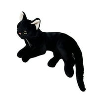 Meitianfacai Black Realistic Plush Cat Toy in Lying Position Soft Stuffed Animal for Home Decoration Workplace Companion and Emotional Comfort