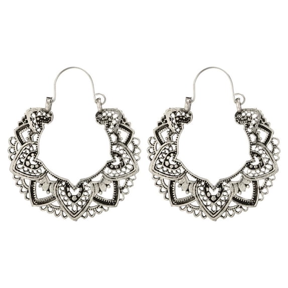Meitianfacai Boho Lotus Flower Dangle Hoop Earings Hoop Design for Women