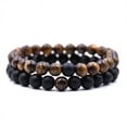thumbnail image 1 of Feledorashia Clearance Deals Bracelet for Women Valentine's Day Gifts 2Pcs Men Women 8mm Lava Rock Chakra Beads Elastic Natural Stone Agate Bracelet, 1 of 2