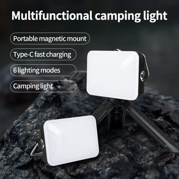 Meitianfacai Camping Tent Light COB LED Outdoor Bright Work Light Emergency Charging Lamp For Construction Site Night Market Stall Portable Illumination (Black)