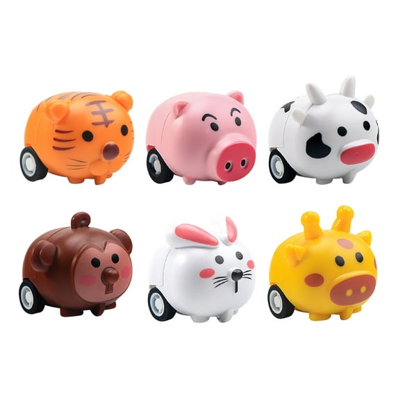 Meitianfacai Cartoon Animal Pull Back Cars with Inertia Function for Play and Small Gift Giving