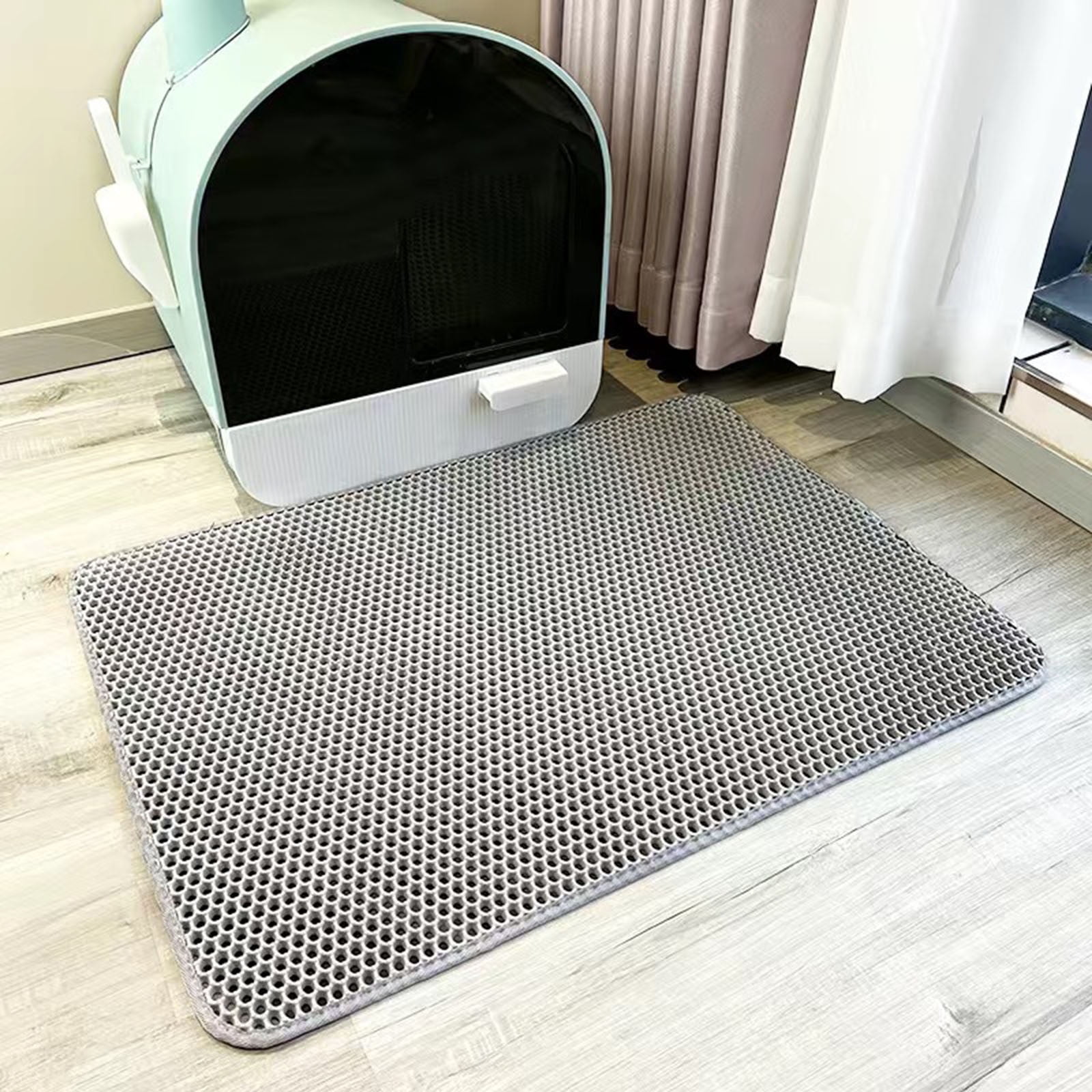 Meitianfacai Cat Litter Mat Litter Box Mat for Floor 20 x 16 Honeycomb Double Layer Litter Trap Mat Indoor Rug Catcher Urine Waterproof Easy Clean Gray Walmart