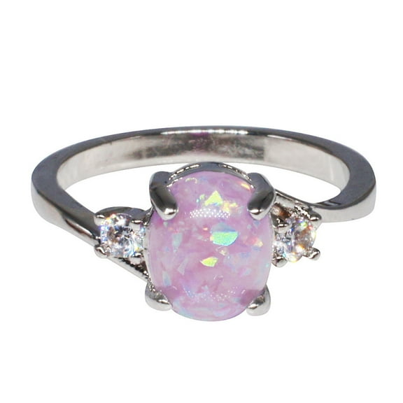 Meitianfacai Mother's Day Gifts for Mom Rings Rings for Women Valentine's Day Gifts Opal Ring Round Opal Purple Stone Hand Jewelry Fashion Jewelry Ring