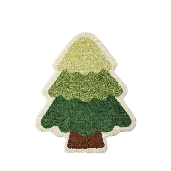 Meitianfacai Christmas Tree Bathroom Rugs Cute Bath Mat Absorbent Bath Mats for Tub Christmas Tree Green Bath Mat Christmas Bathroom Decoration Washable Non Slip Doormat