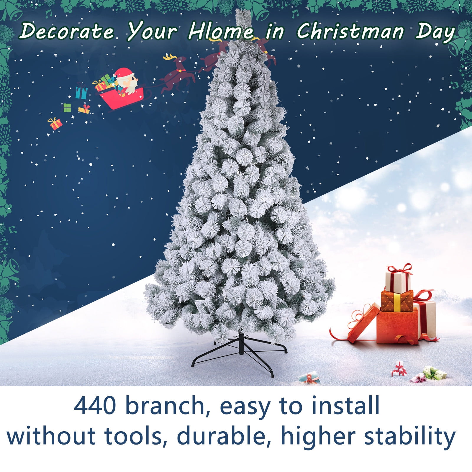 Meitianfacai Deals Artificial Christmas Tree White Snow Covered Xmas